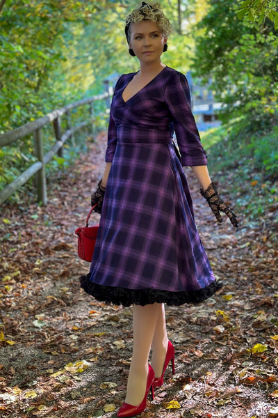 Katherine Purple Tartan Swing Dress