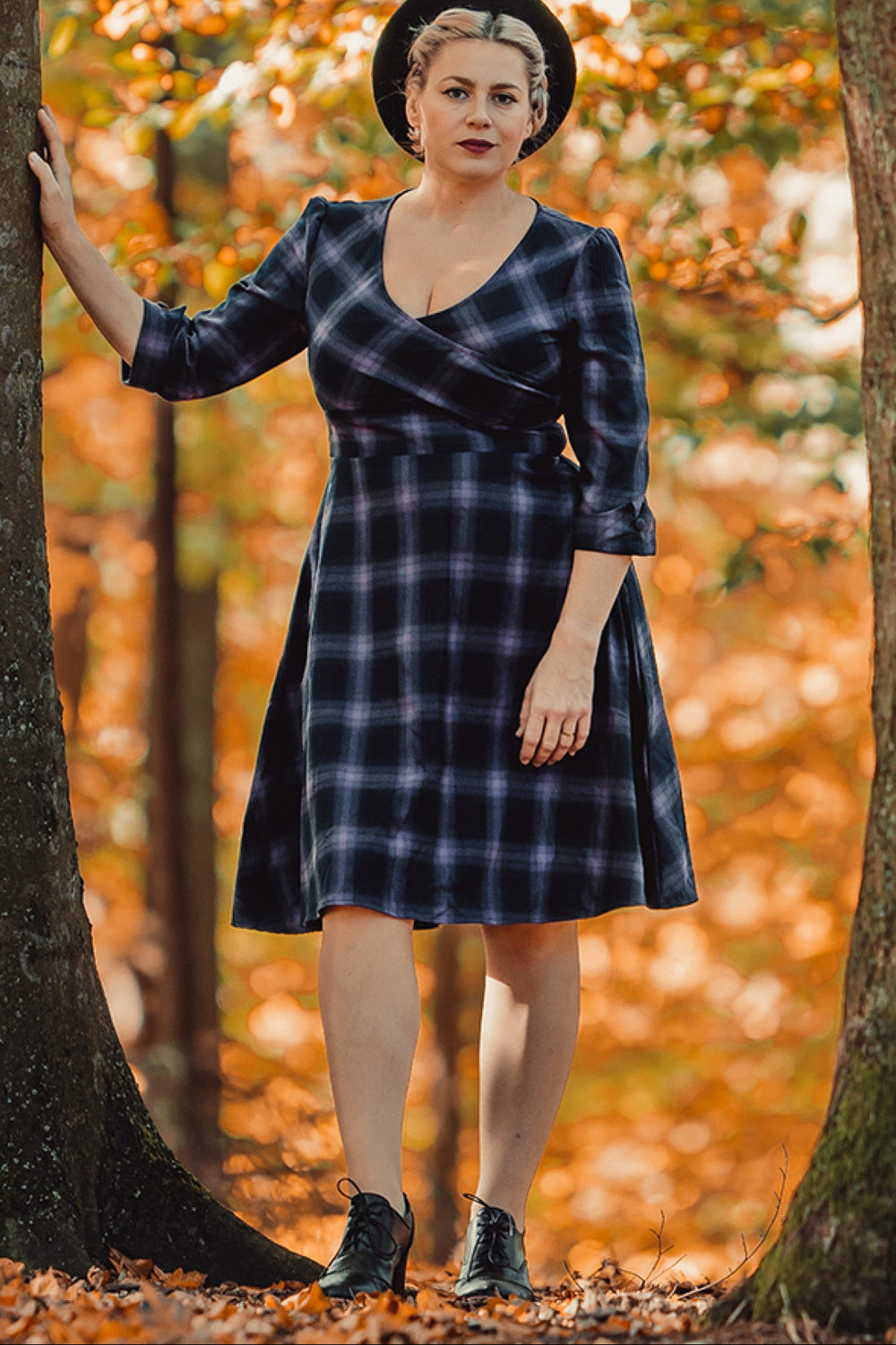 Katherine Purple Tartan Swing Dress