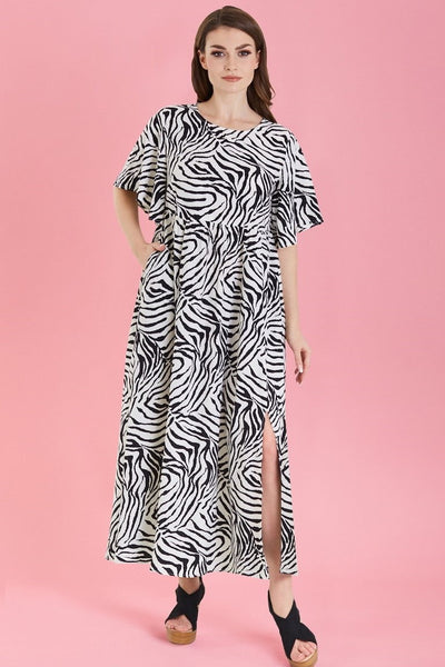 PRE ORDER Work From Home Edition: Bella Floaty Oversized Day Dress in Zebra Print