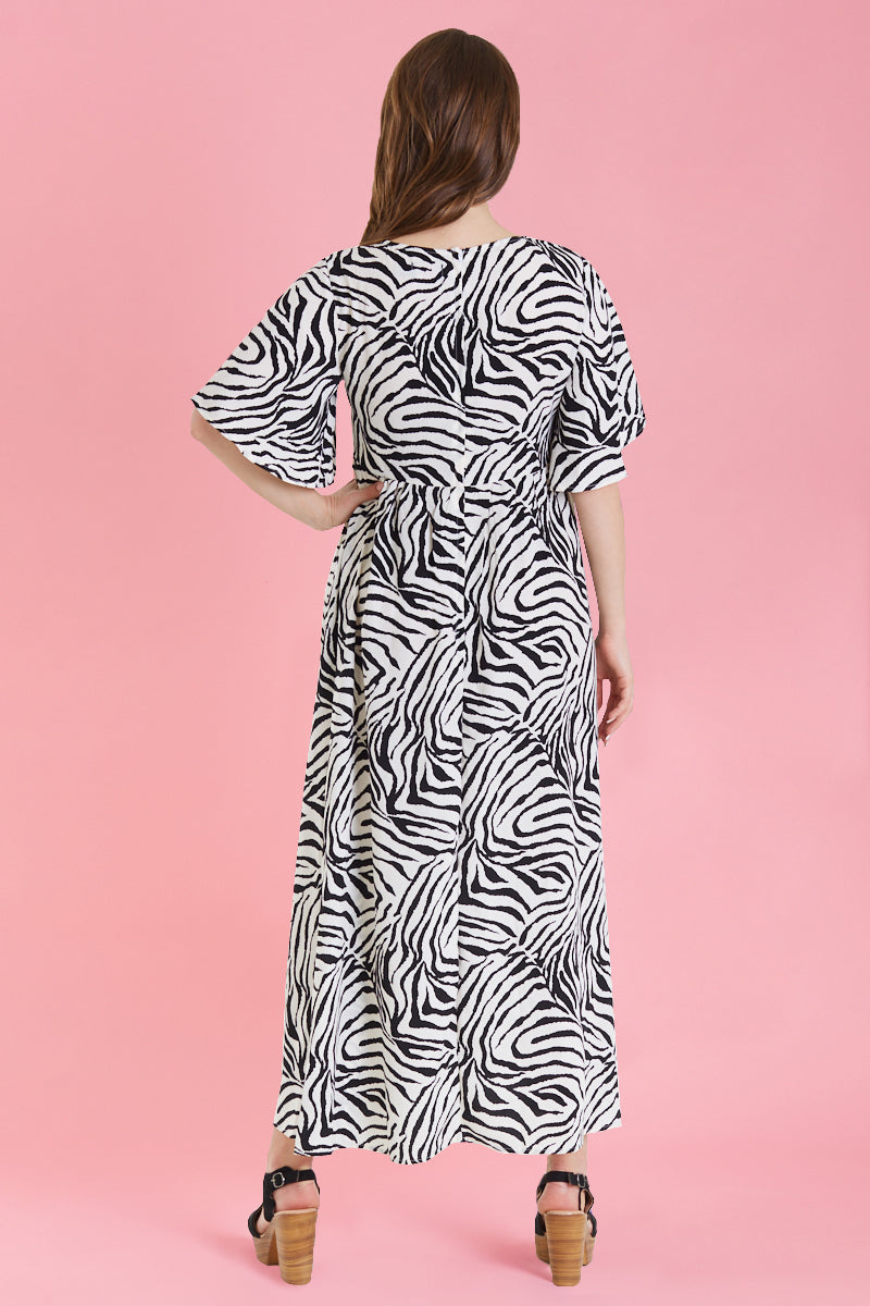 PRE ORDER Work From Home Edition: Bella Floaty Oversized Day Dress in Zebra Print