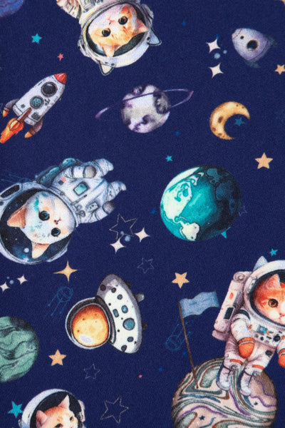 PRE ORDER Brenda Purple Astronaut Cat in Space Flared Dress