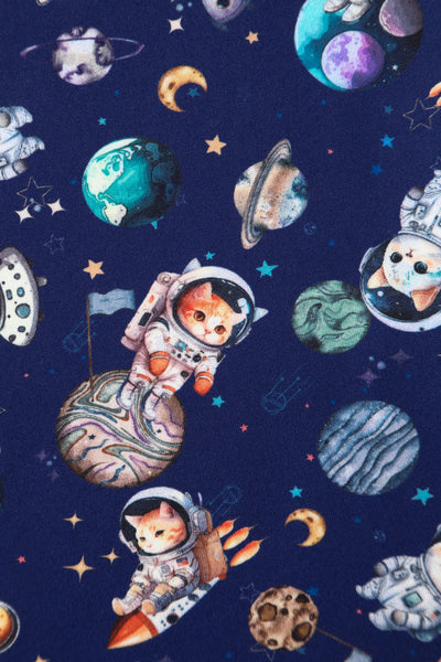 PRE ORDER Brenda Purple Astronaut Cat in Space Flared Dress