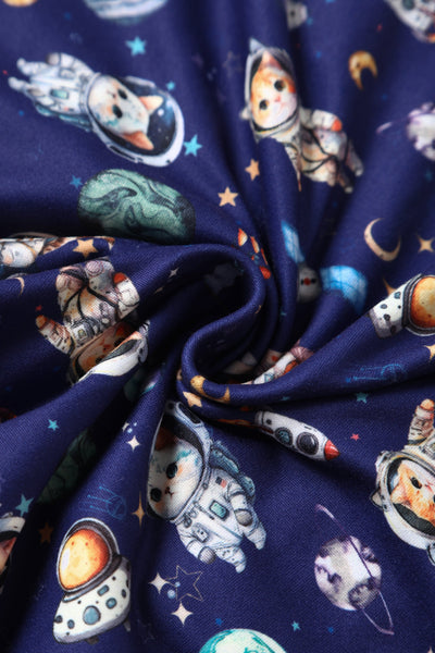 PRE ORDER Brenda Purple Astronaut Cat in Space Flared Dress