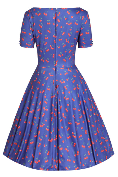 PRE ORDER Brenda Blue Cherry Flared Dress