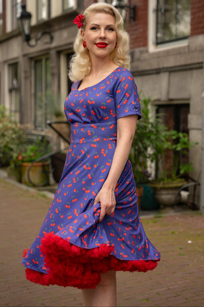 PRE ORDER Brenda Blue Cherry Flared Dress