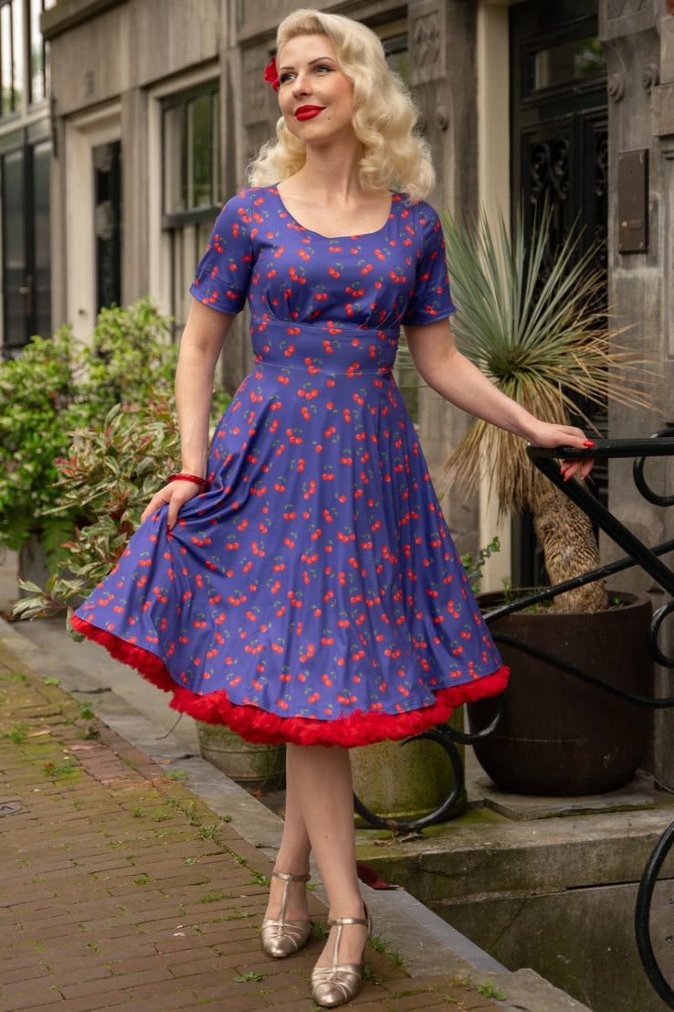 PRE ORDER Brenda Blue Cherry Flared Dress