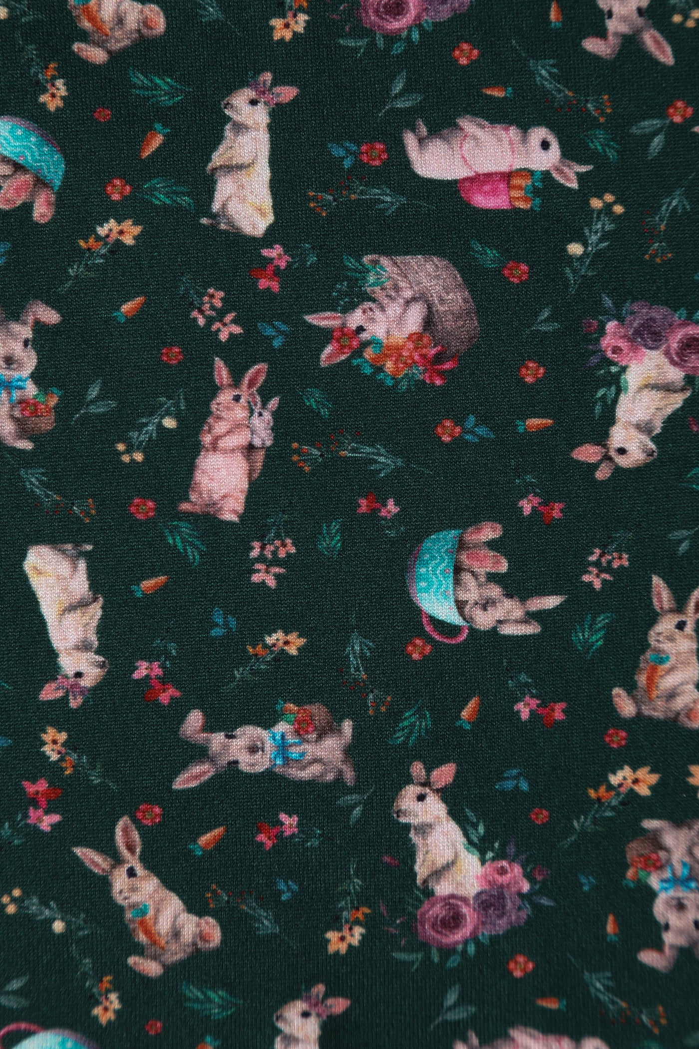 Brenda Dark Green Bunny Print Flared Dress