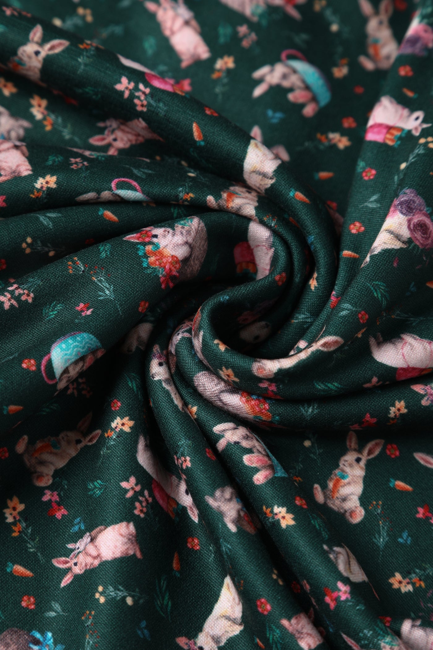 Brenda Dark Green Bunny Print Flared Dress