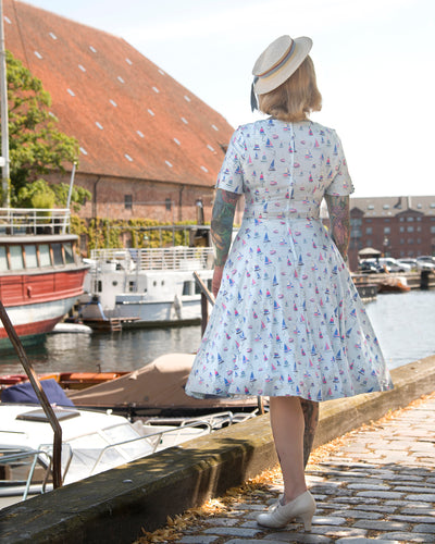 Brenda Blue Sailboats A-line Dress