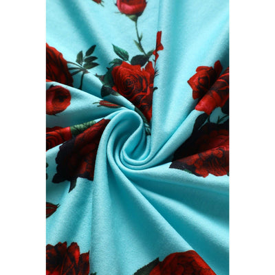 EU STOCK Julia Turquoise Rose Print Dress