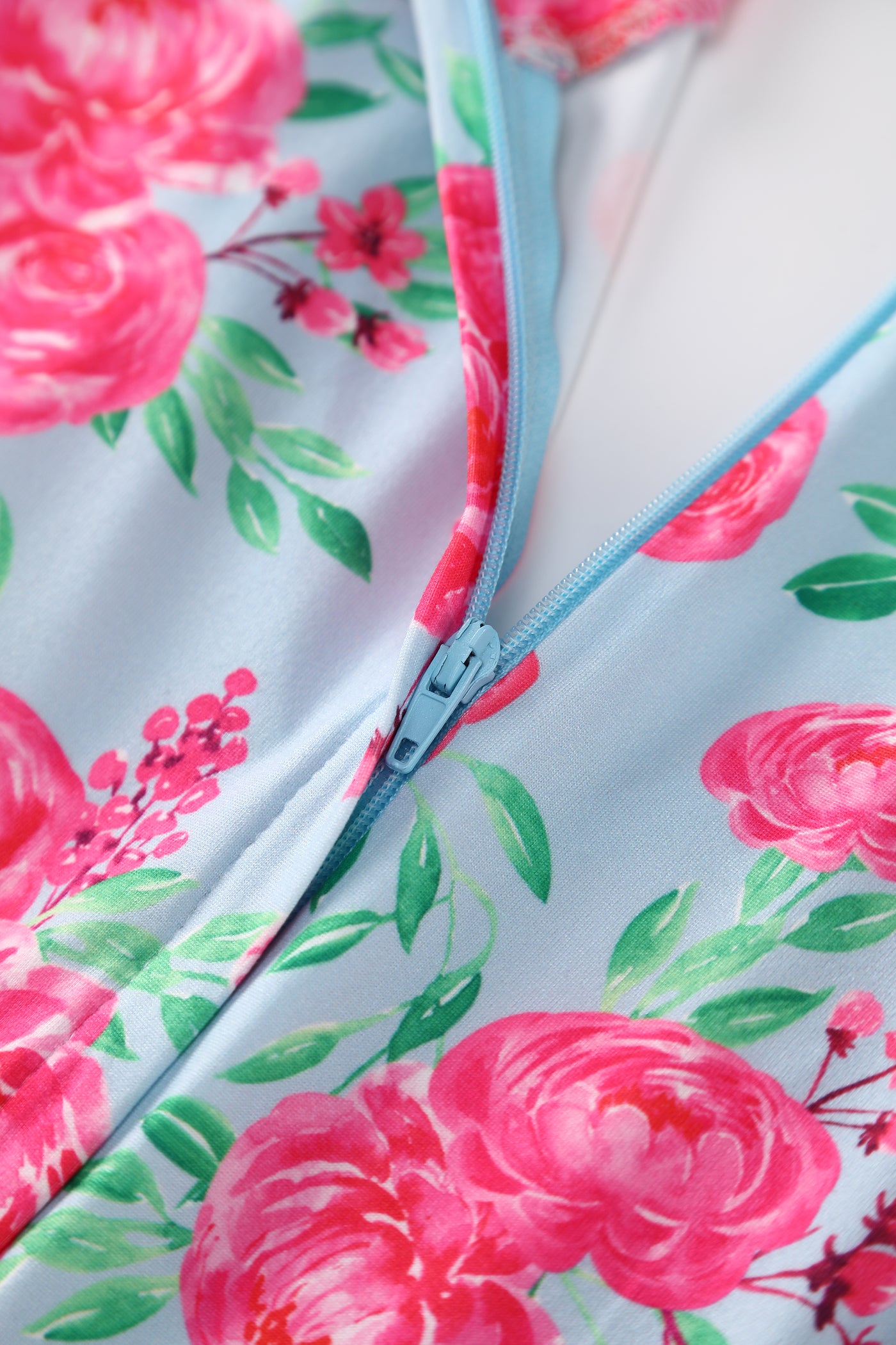 Julia Pink Rose Midi Dress In Baby Blue