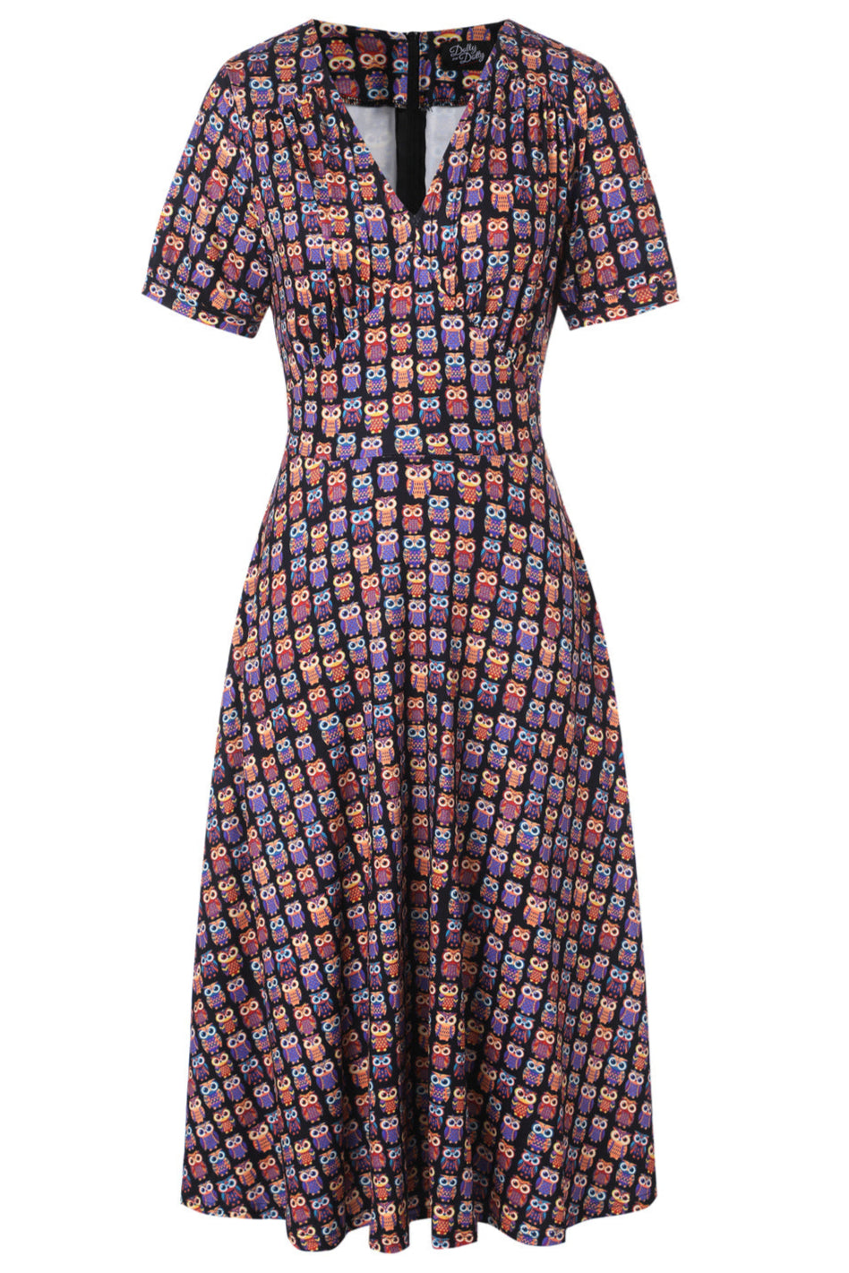 Julia Black 50s Style Aztec Owl Print Swing Dress