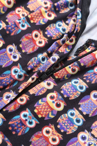 Julia Black 50s Style Aztec Owl Print Swing Dress