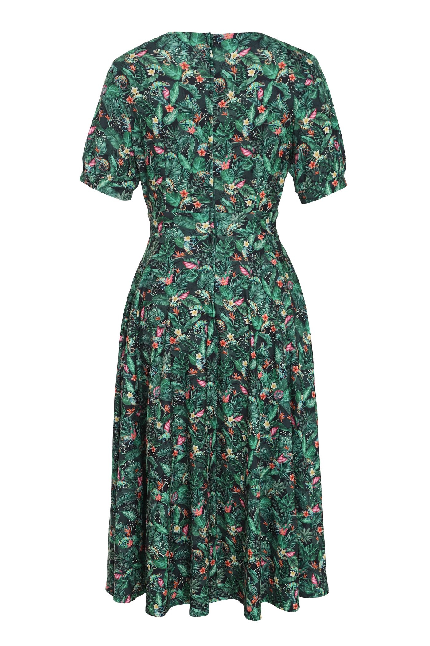 EU STOCK Julia Green 50s Style Chameleon Print Swing Dress