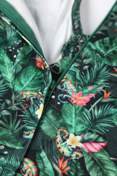 EU STOCK Julia Green 50s Style Chameleon Print Swing Dress