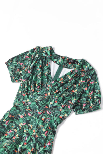 EU STOCK Julia Green 50s Style Chameleon Print Swing Dress