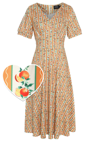Julia Oranges/Stripe 50s Style Swing Dress