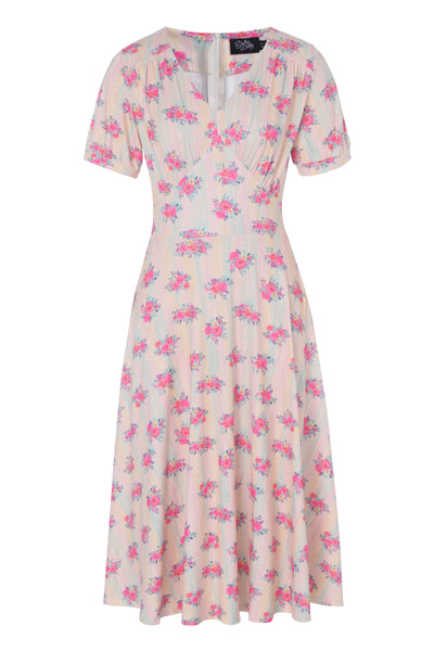 Julia Pastel Floral V-Neck Dress