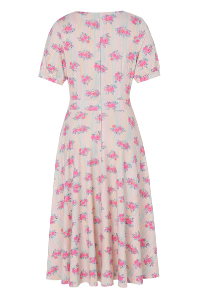 Julia Pastel Floral V-Neck Dress