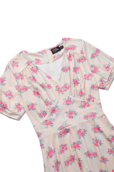 Julia Pastel Floral V-Neck Dress