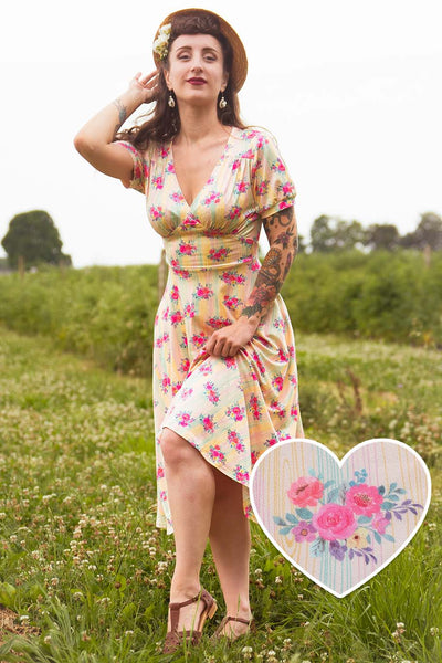 Julia Pastel Floral V-Neck Dress