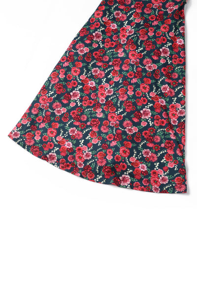 Julia Petrol Blue 50s Style Floral Print Swing Dress