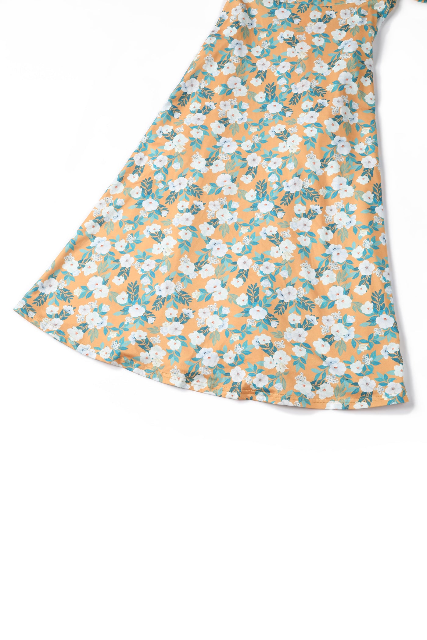 EU STOCK Julia Yellow 50s Style White Floral Print Swing Dress