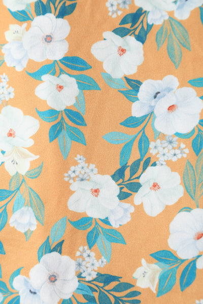EU STOCK Julia Yellow 50s Style White Floral Print Swing Dress