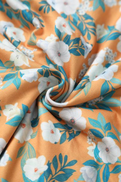 EU STOCK Julia Yellow 50s Style White Floral Print Swing Dress