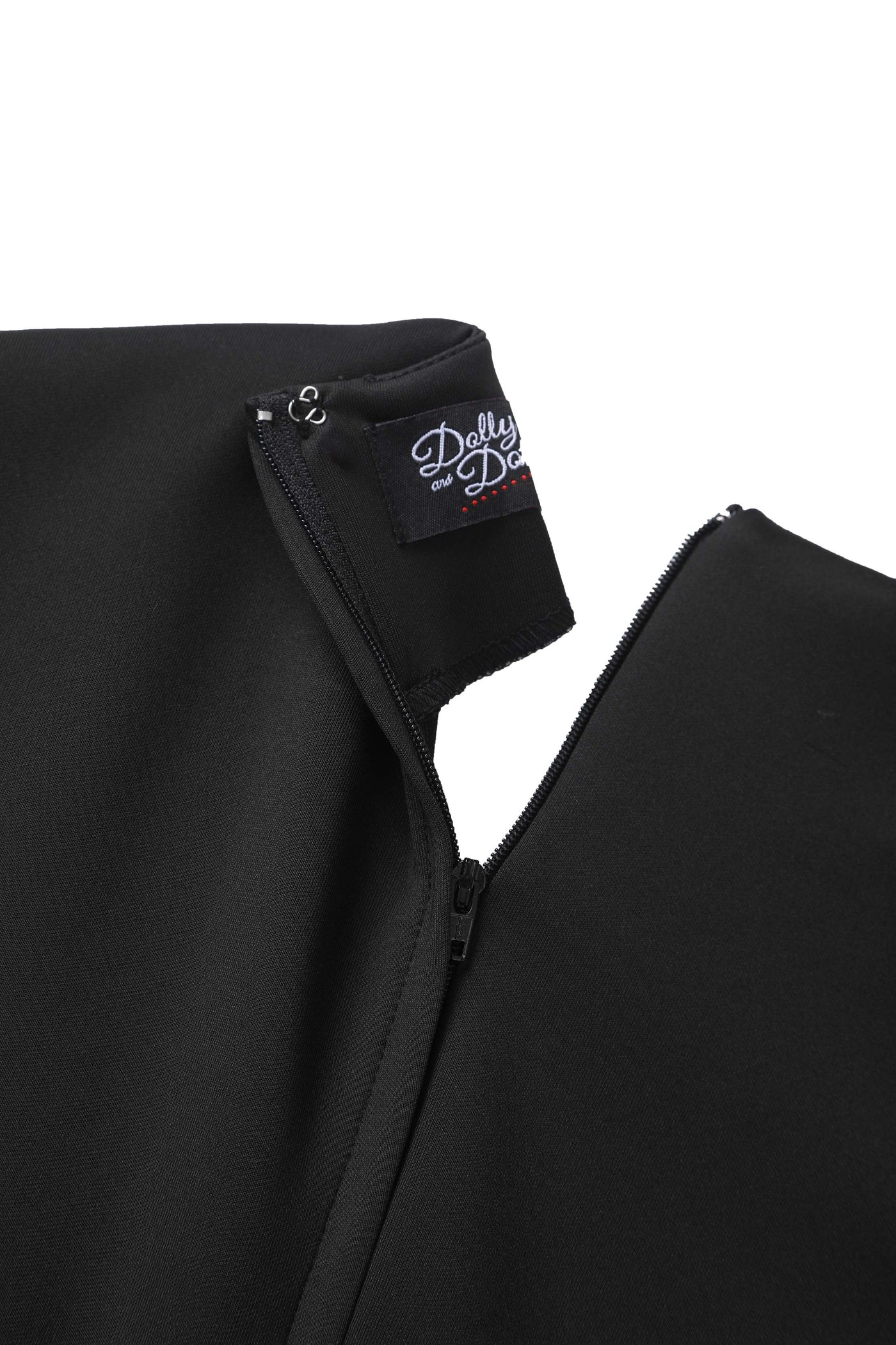 Maria Elegant Black A-Line Dress with Polka Dot