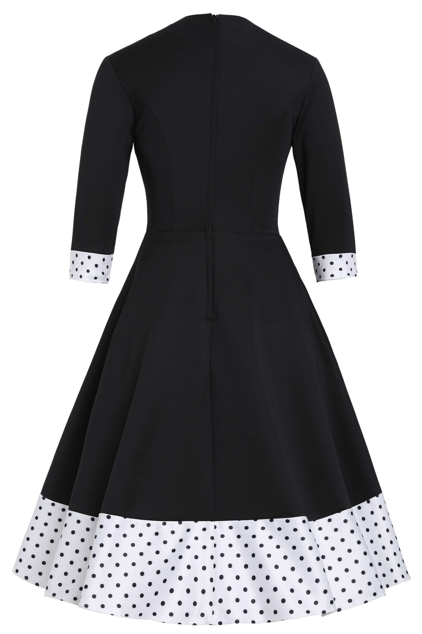 Maria Elegant Black A-Line Dress with Polka Dot