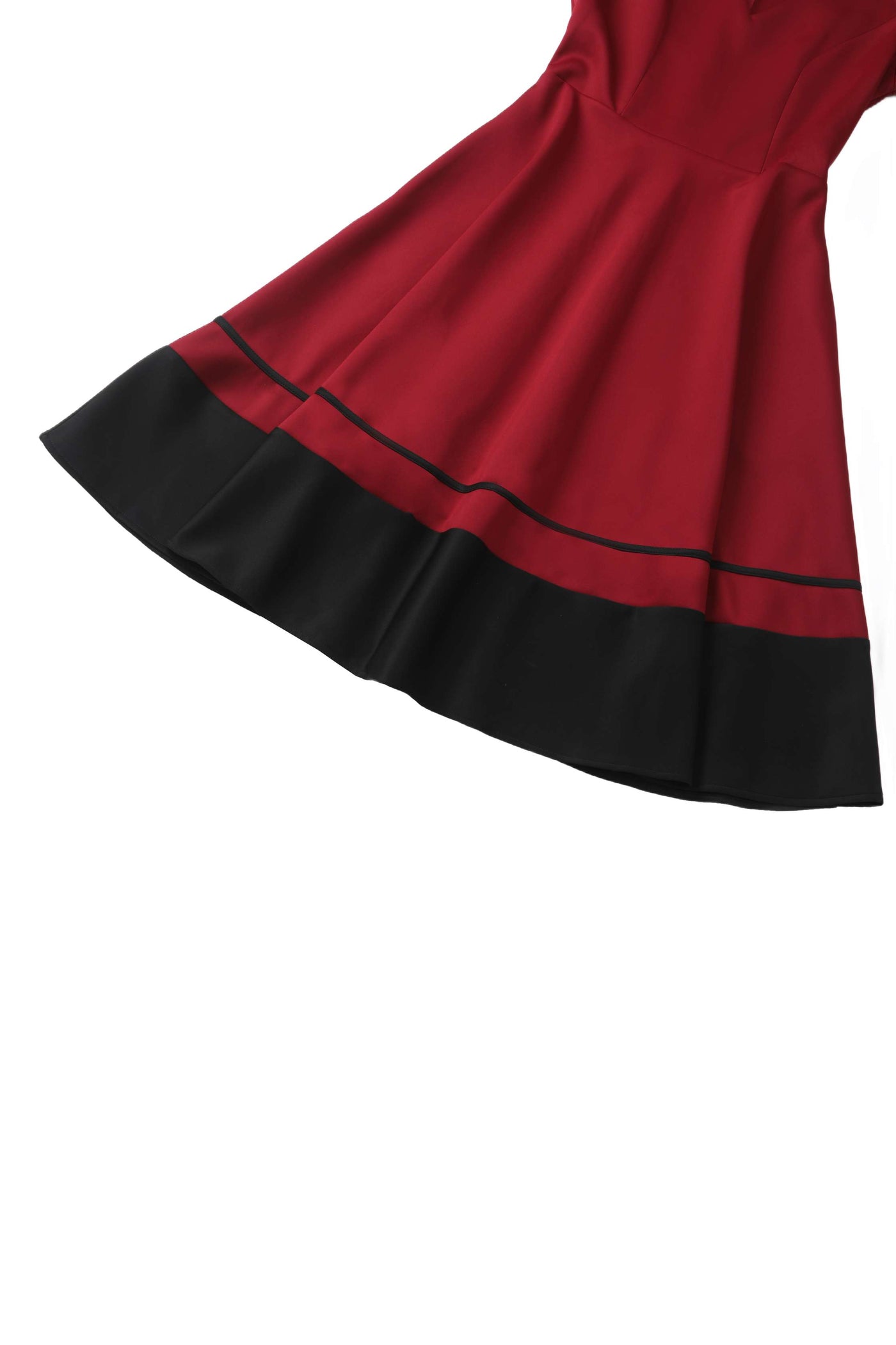 Maria Vintage-Inspired Burgundy & Black A-Line Dress