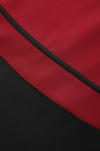 Maria Vintage-Inspired Burgundy & Black A-Line Dress