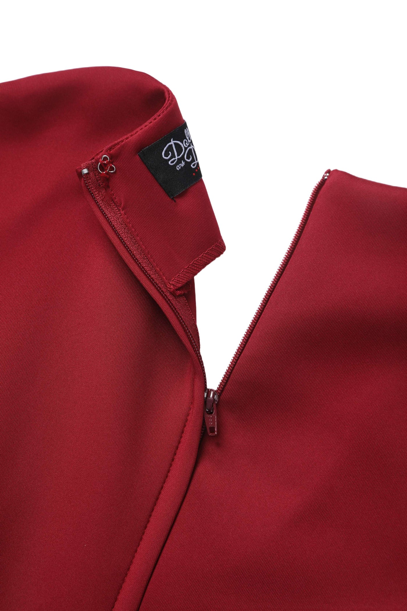 Maria Vintage-Inspired Burgundy & Black A-Line Dress