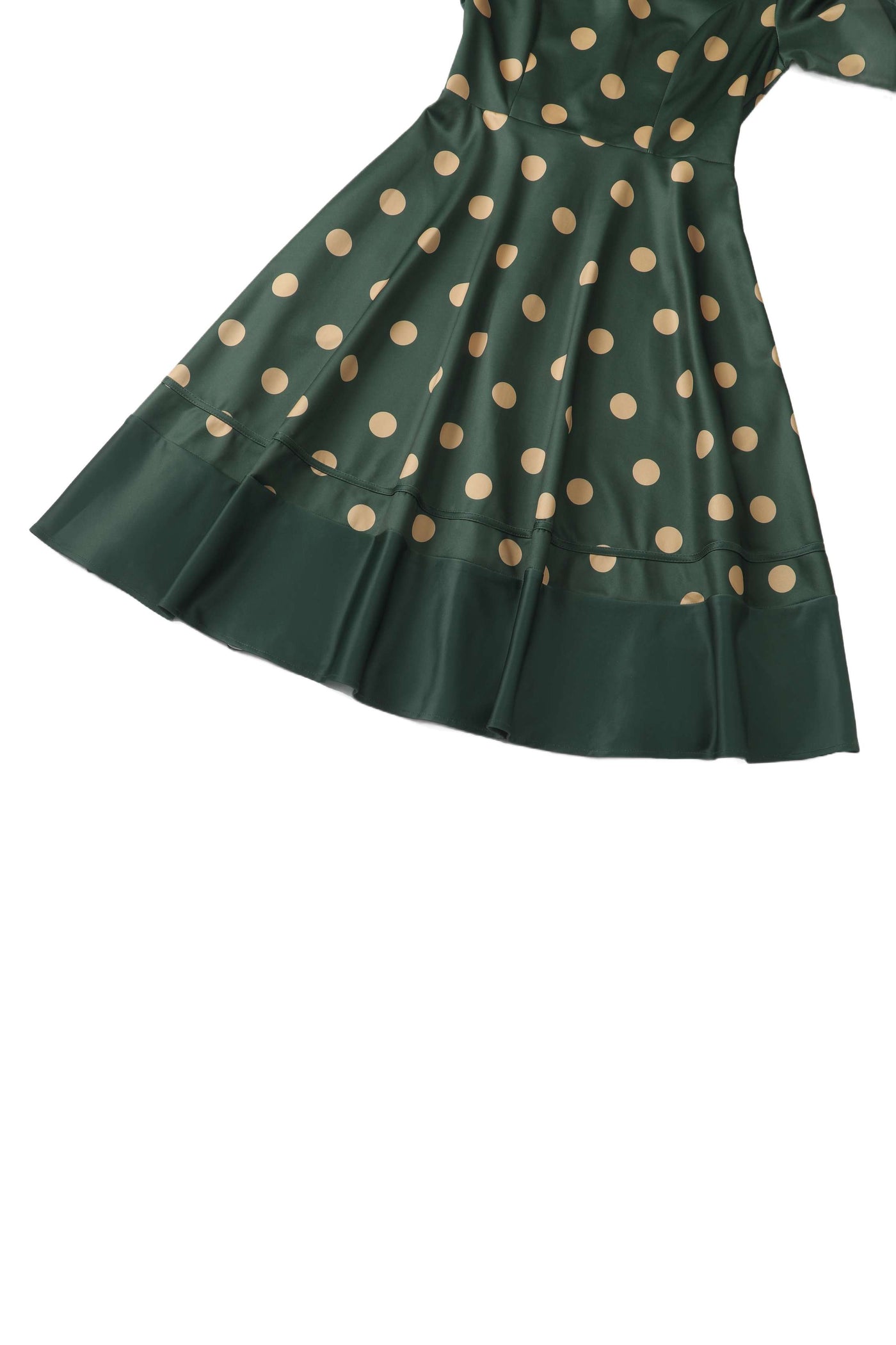 Maria Polka Dot Flared Dress In Green