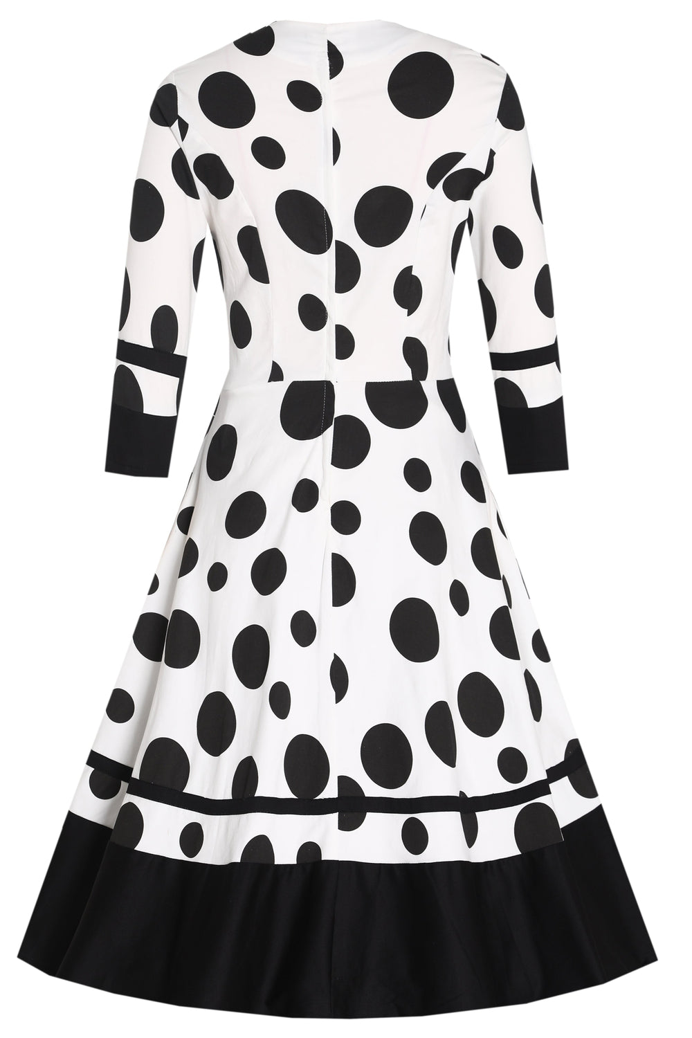 Maria White Vintage Large Black Spots Print Swing Dress