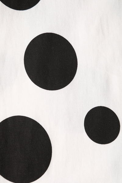 Maria White Vintage Large Black Spots Print Swing Dress