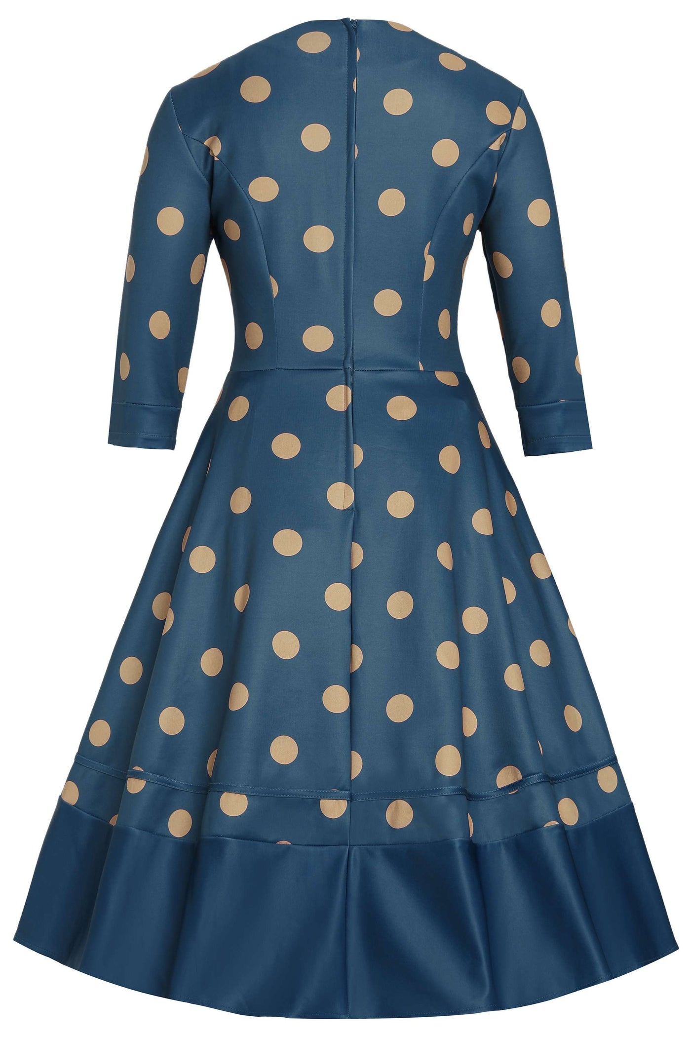 Maria Polka Dot Flared Dress In Blue