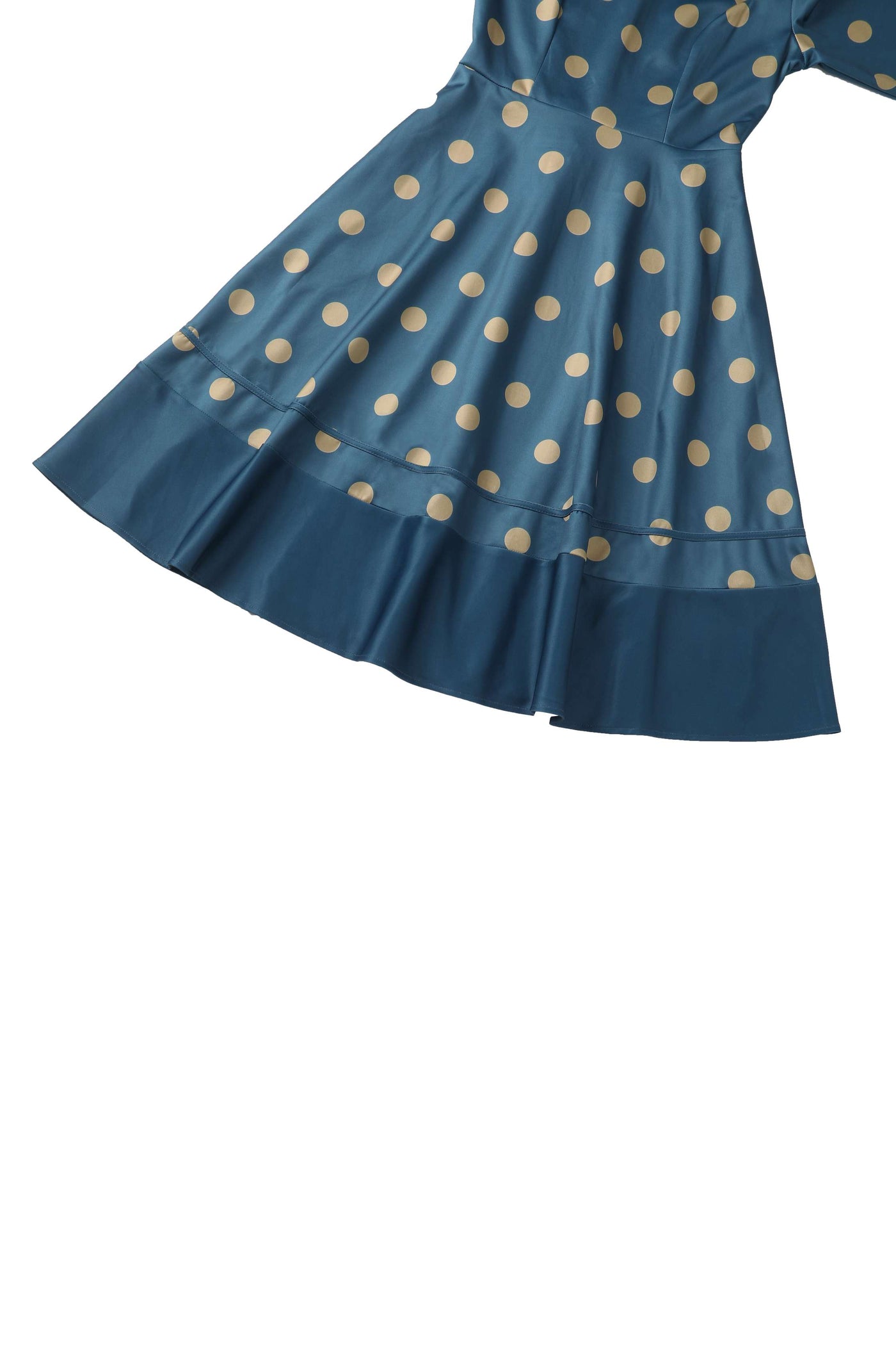 Maria Polka Dot Flared Dress In Blue