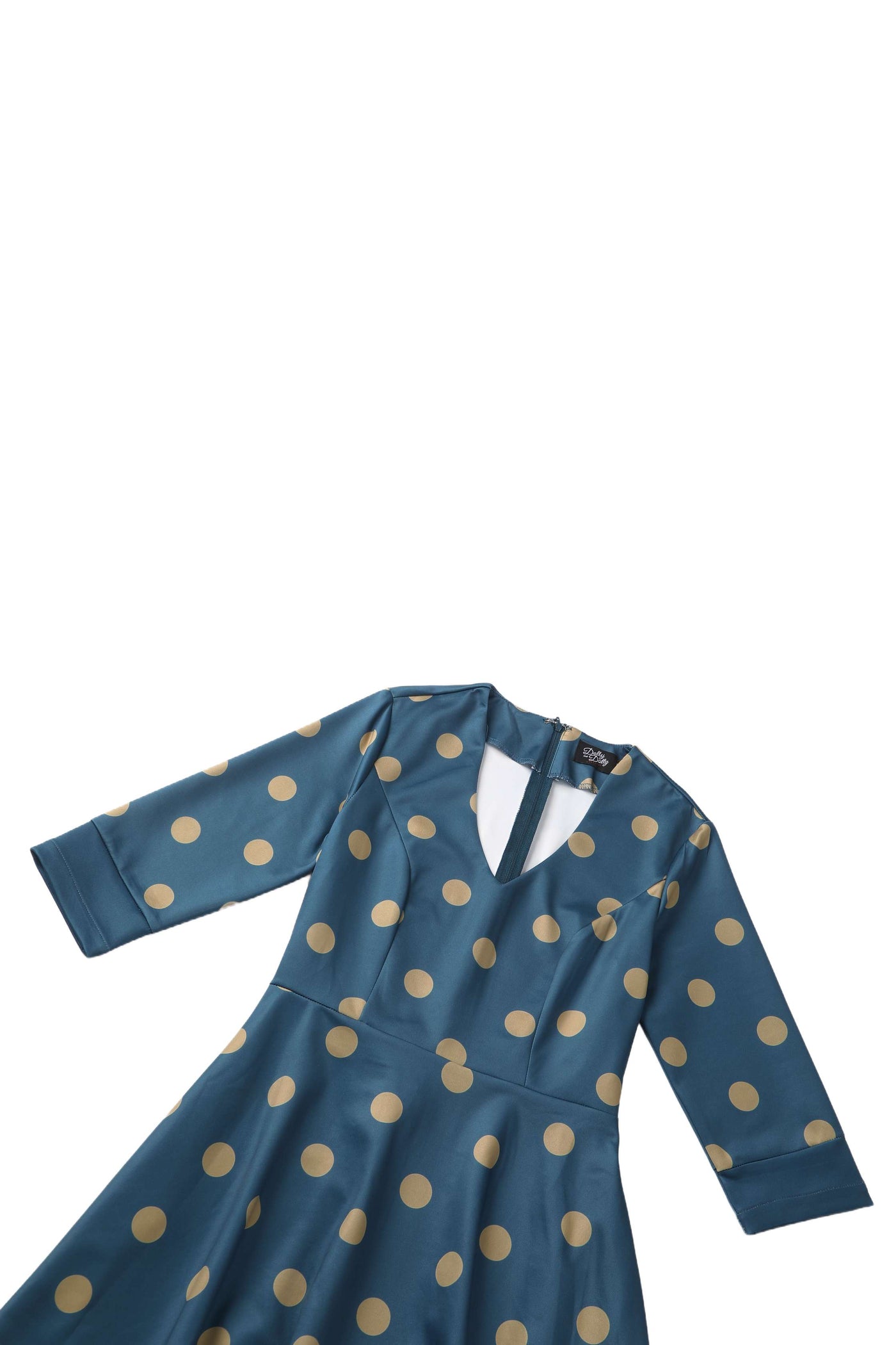 Maria Polka Dot Flared Dress In Blue