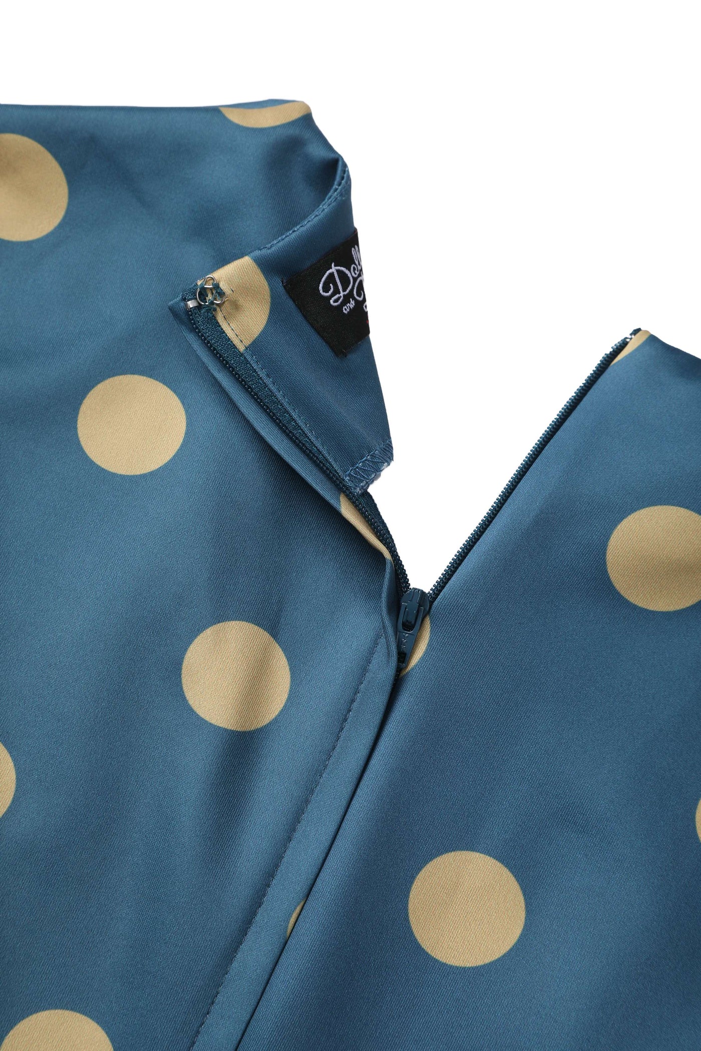 Maria Polka Dot Flared Dress In Blue