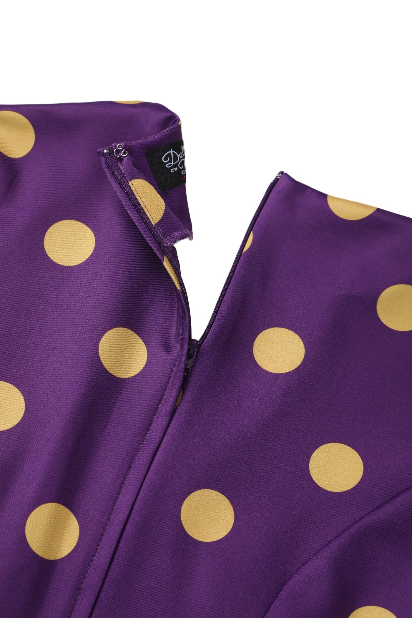 Maria Yellow Polka Dot Flared Dress In Purple