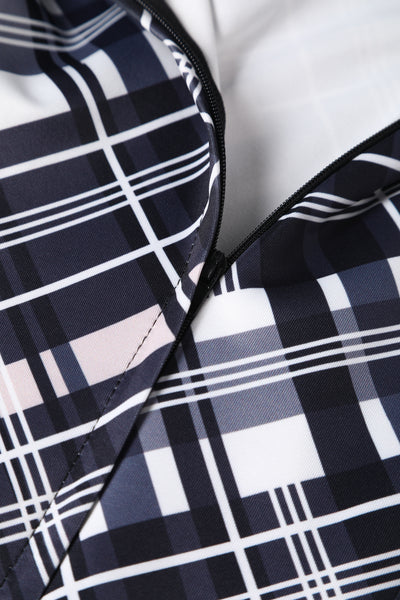 EU STOCK Toni Fitted Collared Vintage Dress in Black & White Tartan
