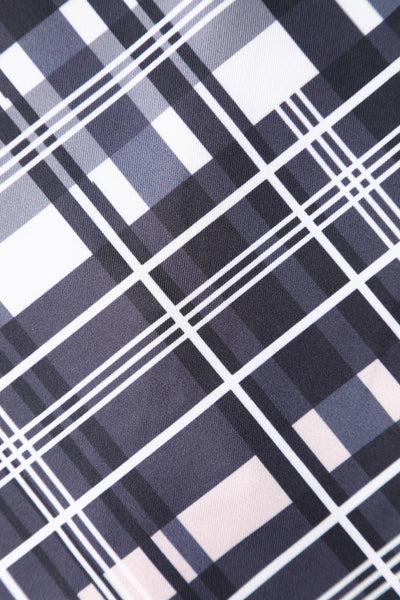 EU STOCK Toni Fitted Collared Vintage Dress in Black & White Tartan