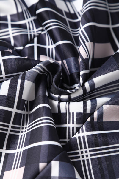 EU STOCK Toni Fitted Collared Vintage Dress in Black & White Tartan