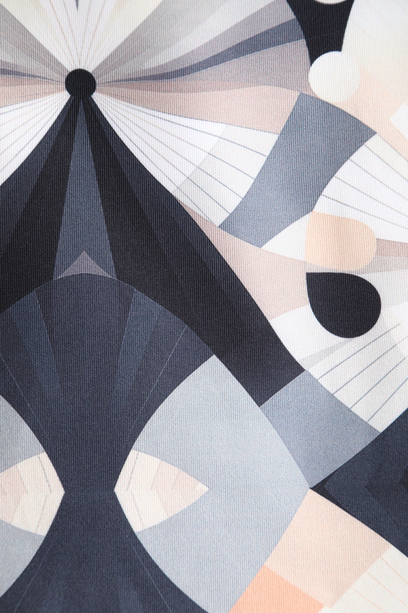 Toni Fitted Collared Vintage Dress in Black & Gray Geometric Print