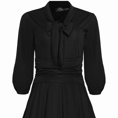 PRE ORDER Sandra Vintage Inspired Stretchy Black Bow Tie Dress