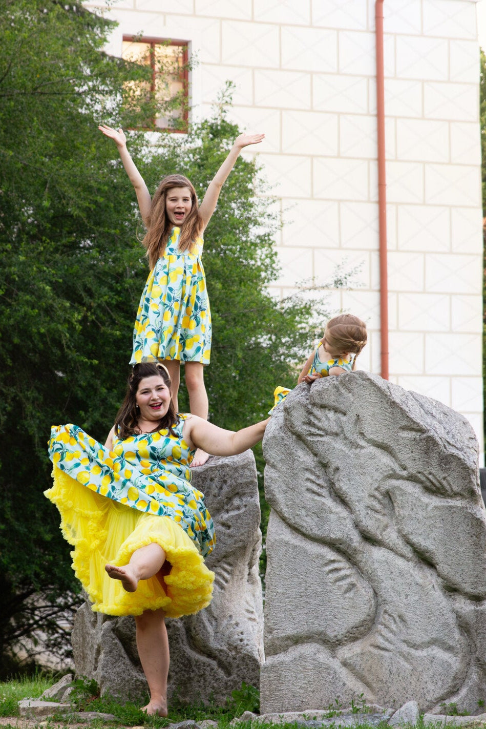 Children Amanda Light Blue Lemon Print Dress
