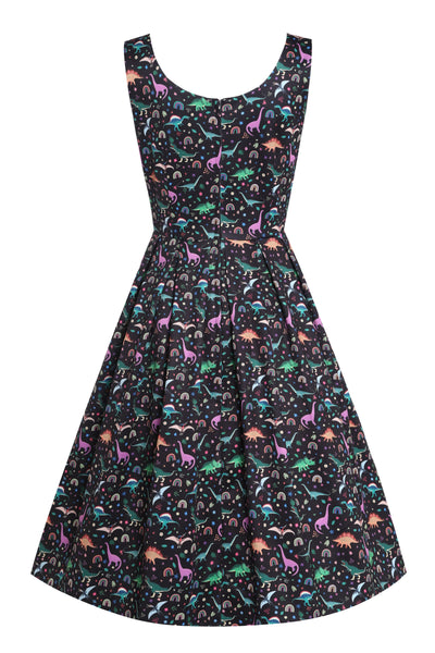 PRE ORDER Amanda Black Dinosaur Print Swing Dress