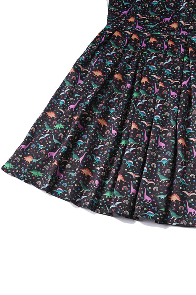 Amanda Black Dinosaur Print Swing Dress